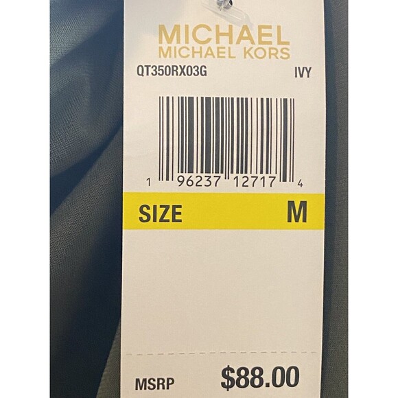 F. Michael Kors Blouse Size M Green Top Cap Sleeve Shirt Round Neck NWT $88 - Picture 10 of 10